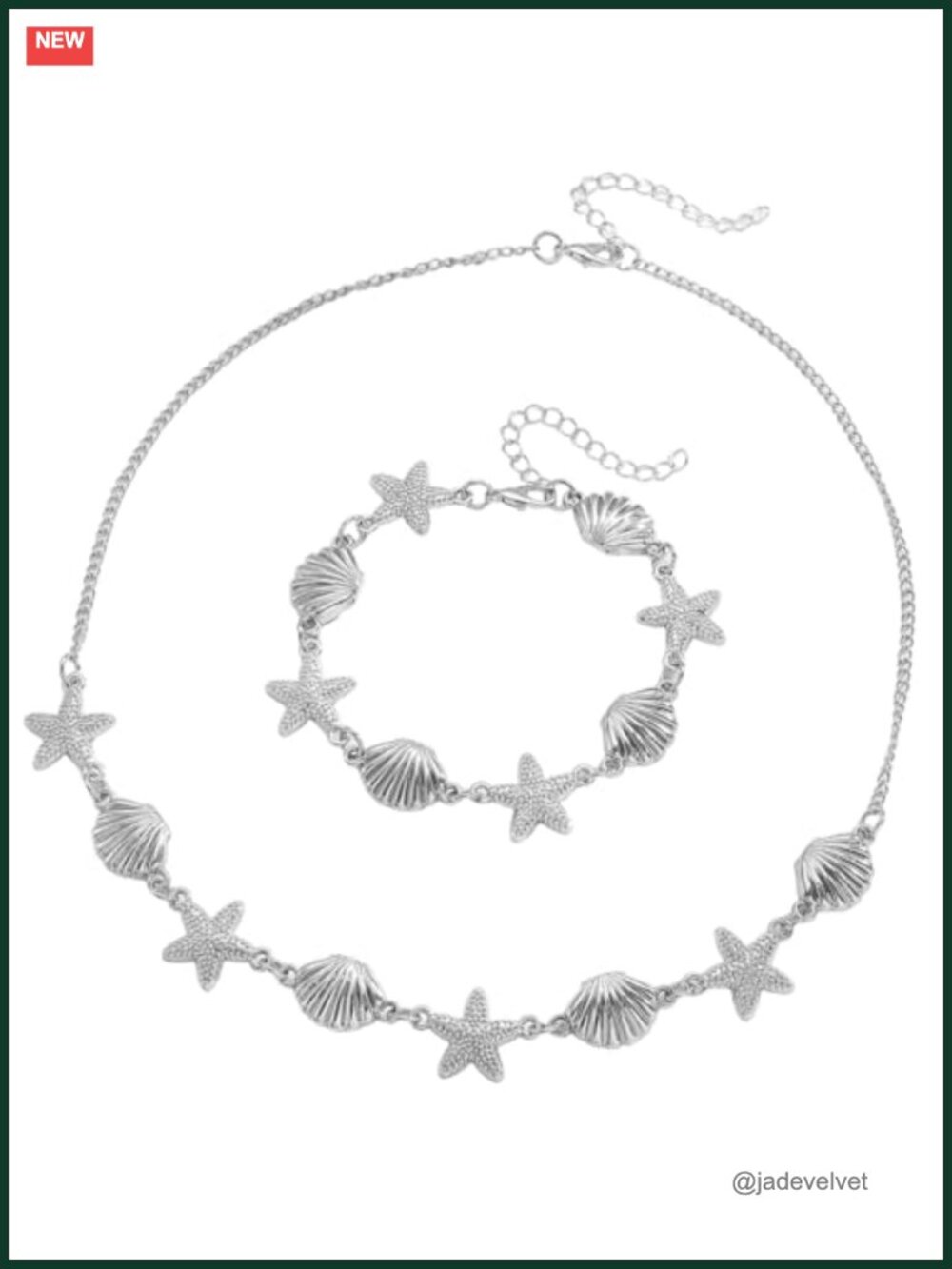 Shell Starfish Choker Necklace Bracelet Set Boho Ocean Beach Jewelry for Women